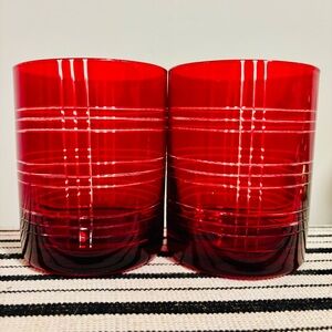 Pair of Biltmore Red Double Old Fashioned Glasses